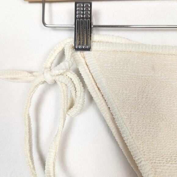Faithfull The Brand Cream Hazel Seersucker Low-rise Bikini Bottoms Size M - Picture 4 of 7
